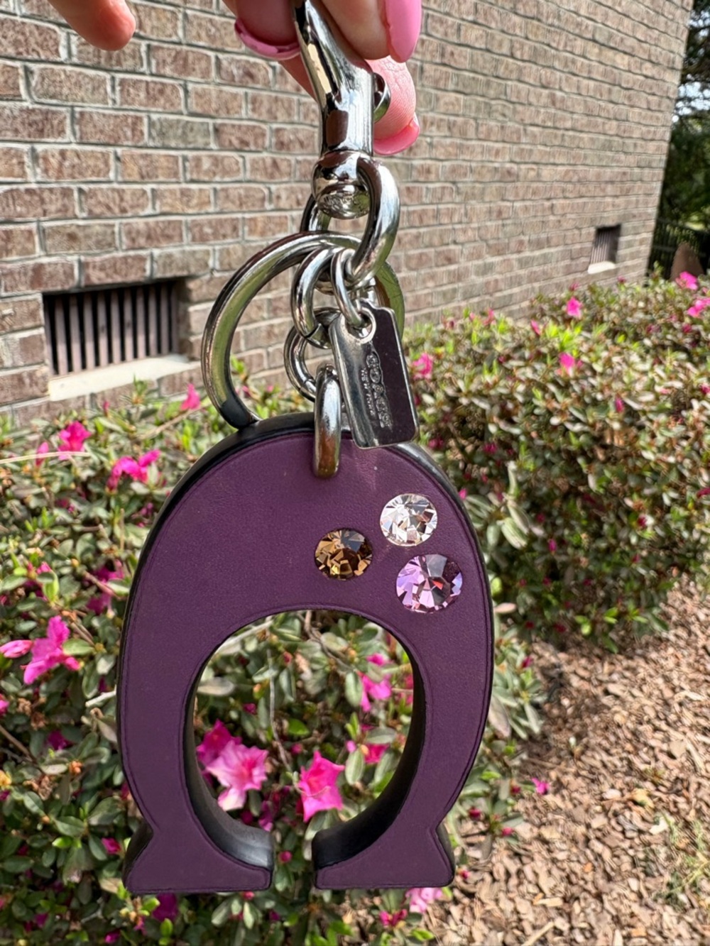 Coach Purple Leather C With Crystals EUC